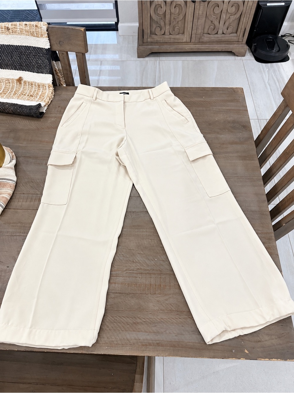 Express Cream Wide-Leg Cargo Trousers